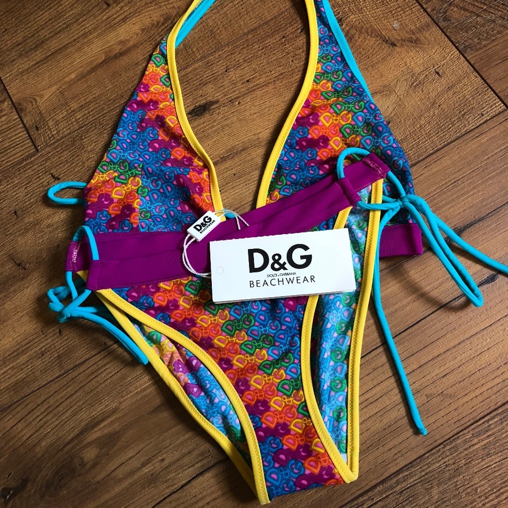 NWT Dolce & Gabbana Logo String Bikini Sz Medium